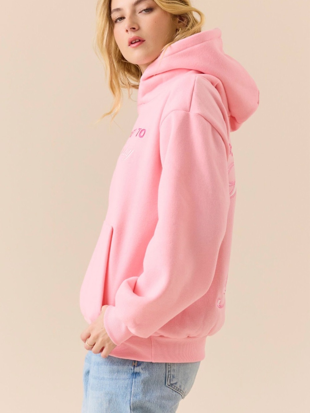 Altar'd State Pink Embroidered Back Hoodie Jacket - Picture 3 of 7